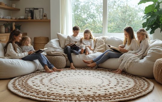 Instaurer des moments de détente en famille avec un tapis scandinave rond