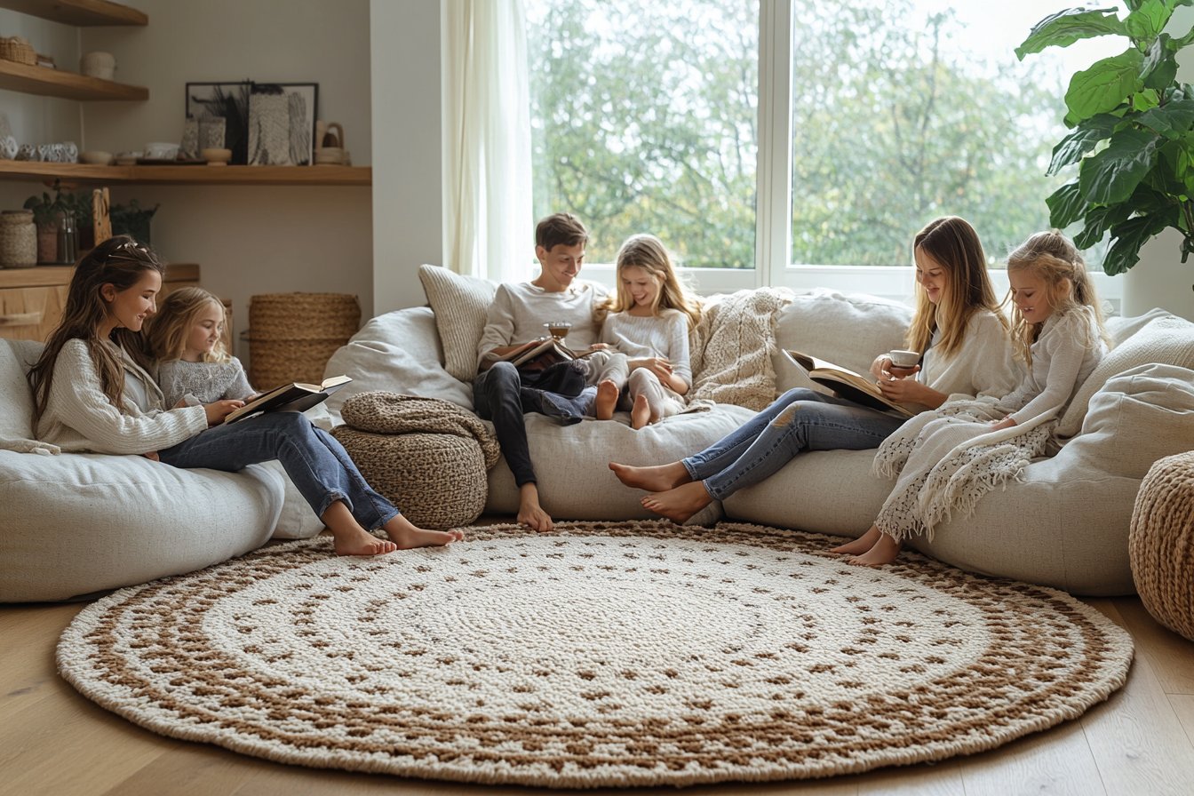 Instaurer des moments de détente en famille avec un tapis scandinave rond